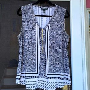 INC Sleeveless Half Zipper Blouse